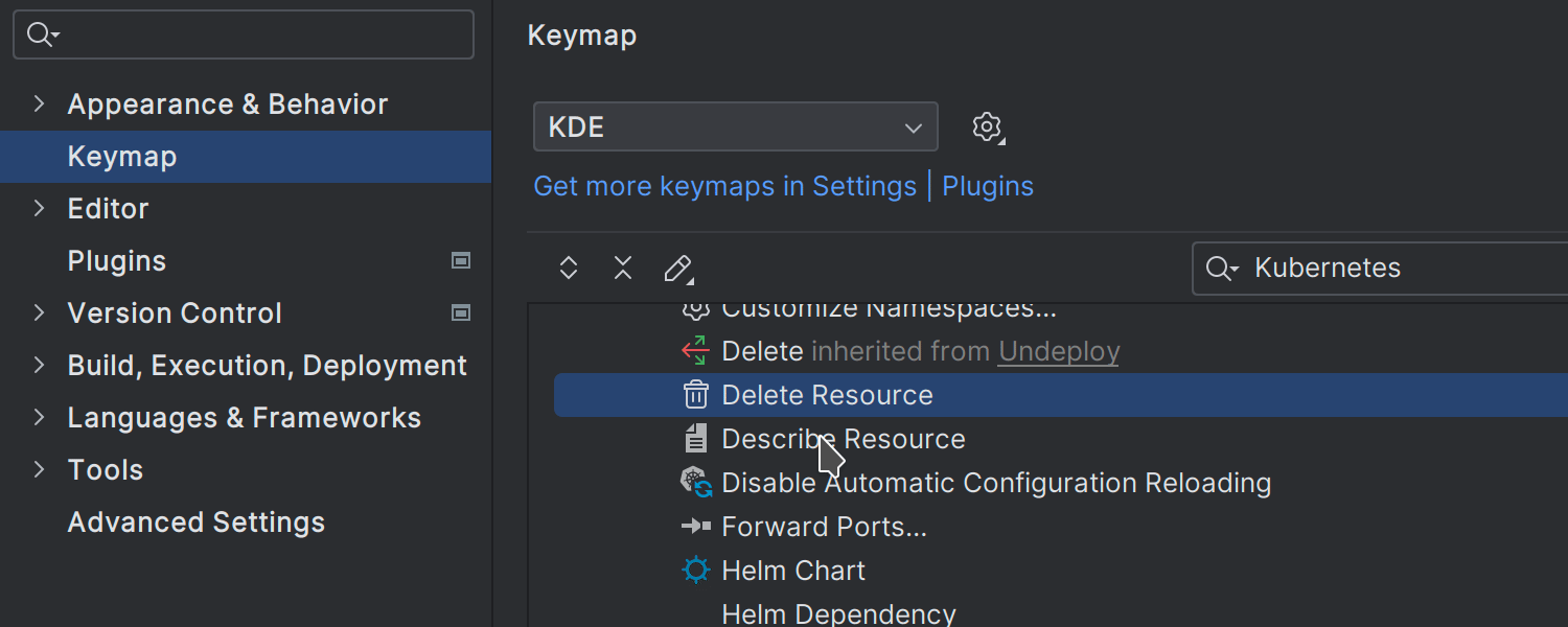 为 Services(服务)视图中的操作指定自定义快捷键
